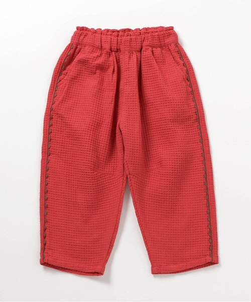 apres les cours（アプレレクール）の「ワッフルロングバレルパンツ_セットアップ可（その他パンツ・キッズ・レッド/チャコール・140/130/120/110/100/90）」の9枚目の写真