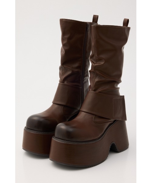 SLY(スライ)の「THICK BELT PLATFORM BOOTS シックベルトプラットフォームブーツ 秋服 冬服(ブーツ・レディース・ブラック/ブラウン・LARGE/MEDIUM/SMALL)」の10枚目の写真
