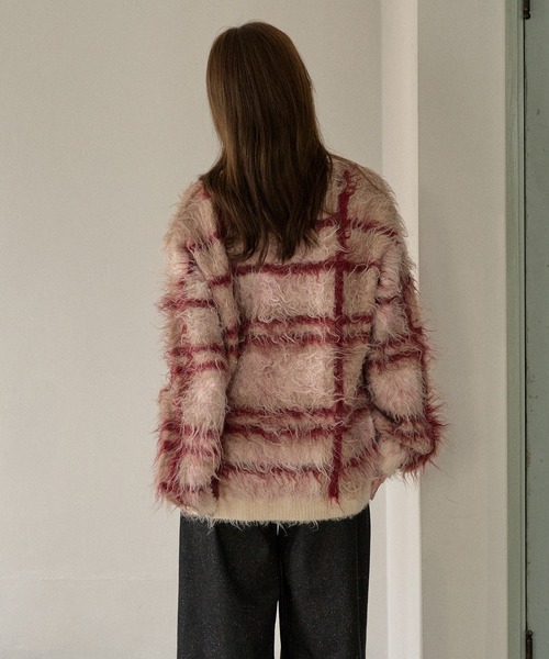 mideal(マイディール)の「design pattern shaggy cardigan / デザインパターンシャギーカーディガン(カーディガン/ボレロ・レディース・オレンジ/ブルー/ボルドー/グリーン・FREE)」の8枚目の写真