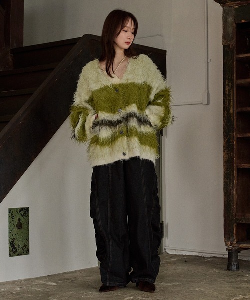 mideal(マイディール)の「design pattern shaggy cardigan / デザインパターンシャギーカーディガン(カーディガン/ボレロ・レディース・オレンジ/ブルー/ボルドー/グリーン・FREE)」の16枚目の写真