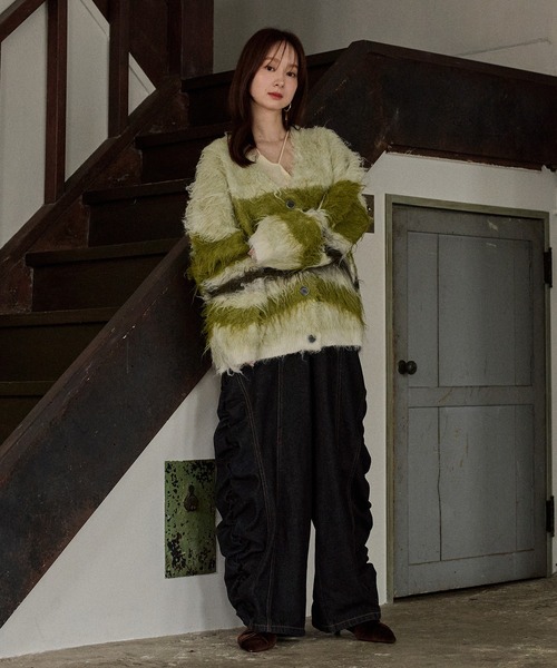 mideal(マイディール)の「design pattern shaggy cardigan / デザインパターンシャギーカーディガン(カーディガン/ボレロ・レディース・オレンジ/ブルー/ボルドー/グリーン・FREE)」の17枚目の写真