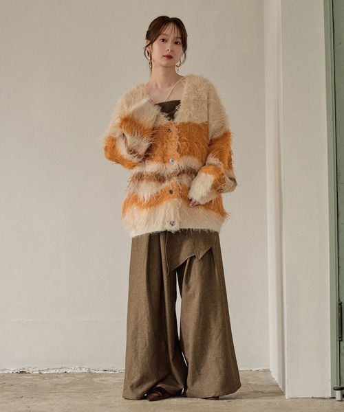 mideal(マイディール)の「design pattern shaggy cardigan / デザインパターンシャギーカーディガン(カーディガン/ボレロ・レディース・オレンジ/ブルー/ボルドー/グリーン・FREE)」の22枚目の写真
