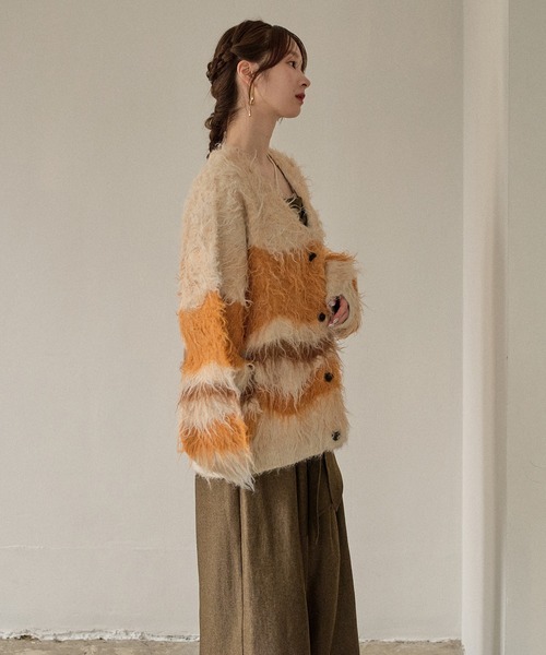 mideal(マイディール)の「design pattern shaggy cardigan / デザインパターンシャギーカーディガン(カーディガン/ボレロ・レディース・オレンジ/ブルー/ボルドー/グリーン・FREE)」の19枚目の写真