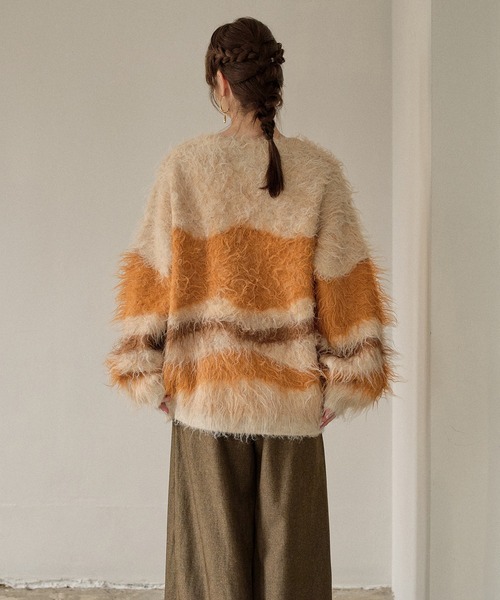 mideal(マイディール)の「design pattern shaggy cardigan / デザインパターンシャギーカーディガン(カーディガン/ボレロ・レディース・オレンジ/ブルー/ボルドー/グリーン・FREE)」の20枚目の写真
