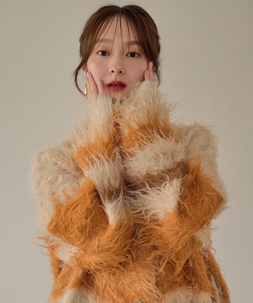 mideal(マイディール)の「design pattern shaggy cardigan / デザインパターンシャギーカーディガン(カーディガン/ボレロ・レディース・オレンジ/ブルー/ボルドー/グリーン・FREE)」の21枚目の写真