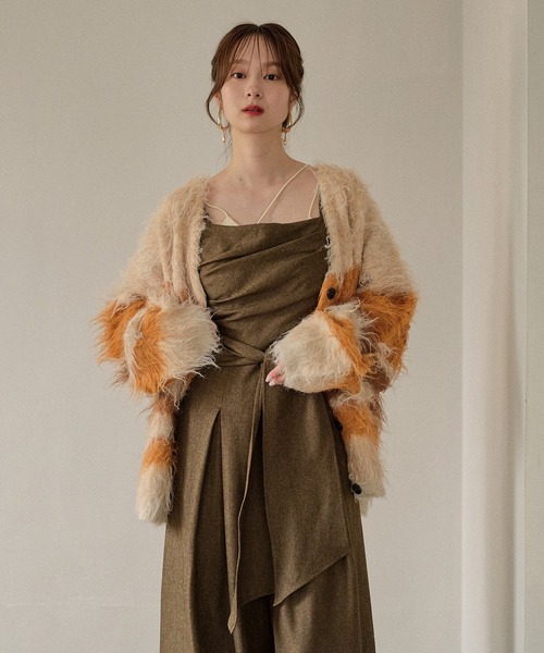 mideal（マイディール）の「design pattern shaggy cardigan / デザインパターンシャギーカーディガン（カーディガン/ボレロ・レディース・オレンジ/ブルー/ボルドー/グリーン・FREE）」の22枚目の写真