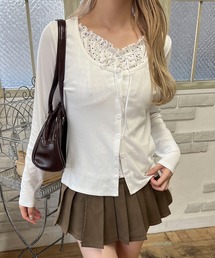 ドットレイヤード長袖トップス