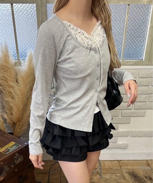 PHILLY（フィリー）の「ドットレイヤード長袖トップス（Tシャツ/カットソー・レディース・グレー/ホワイト・FREE）」の11枚目の写真