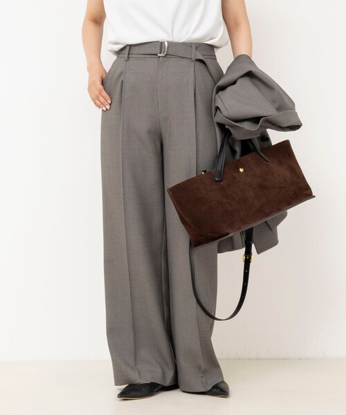 NOLLEY’S Sophi(ノーリーズソフィ)の「《セットアップ対応》ウォッシャブルドライシャークタックセミワイドパンツ(その他パンツ・レディース・ブラウン/グレー・34/36/38)」の1枚目の写真