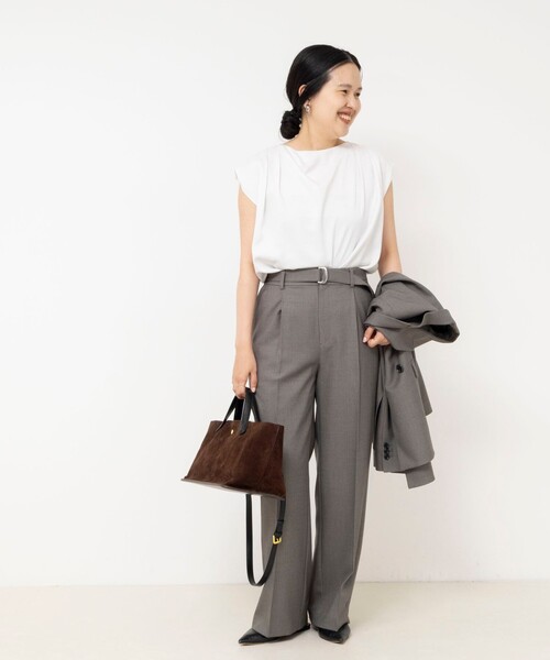 NOLLEY’S Sophi(ノーリーズソフィ)の「《セットアップ対応》ウォッシャブルドライシャークタックセミワイドパンツ(その他パンツ・レディース・ブラウン/グレー・34/36/38)」の11枚目の写真