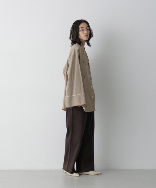 NANO universe(ナノユニバース)の「「STEVELOUR」フラワーモチーフスリーピーシャツ(セットアップ可)(シャツ/ブラウス・レディース・ブラウン/ブルー・S/M)」の7枚目の写真