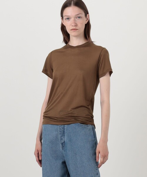 BASERANGE(ベースレンジ)の「BASERANGE バンブー クルーネックプルオーバー(Tシャツ/カットソー・レディース・ブラウン/ブラック・S)」の4枚目の写真