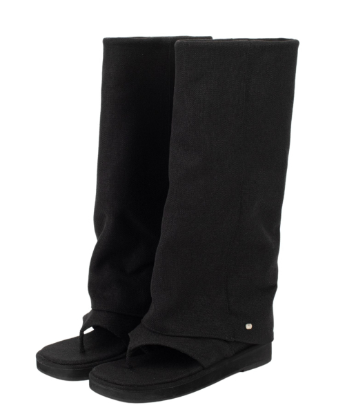 DIFFERSHOE（ディファーシュー）の「ノアール ロングブーツ 6.5CM [リネン ブラック]（ブーツ・レディース・ブラック・22cm/22.5cm/23cm/23.5cm/24cm/24.5cm/25cm）」の5枚目の写真