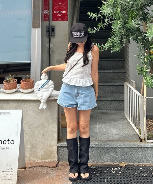 DIFFERSHOE（ディファーシュー）の「ノアール ロングブーツ 6.5CM [リネン ブラック]（ブーツ・レディース・ブラック・22cm/22.5cm/23cm/23.5cm/24cm/24.5cm/25cm）」の11枚目の写真