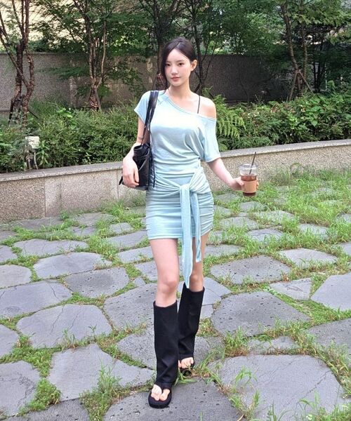 DIFFERSHOE（ディファーシュー）の「ノアール ロングブーツ 6.5CM [リネン ブラック]（ブーツ・レディース・ブラック・22cm/22.5cm/23cm/23.5cm/24cm/24.5cm/25cm）」の12枚目の写真