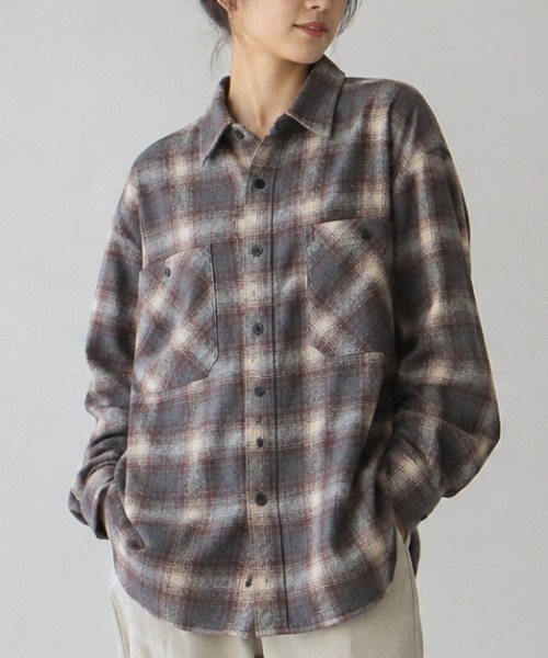 CORISCO(コリスコ)の「ネルオンブレシャツ(M1)(シャツ/ブラウス・メンズ・ブラック系1/グレー系1/グレー系2/ベージュ系1/ネイビー系1・MEDIUM/LARGE/X-LARGE)」の1枚目の写真