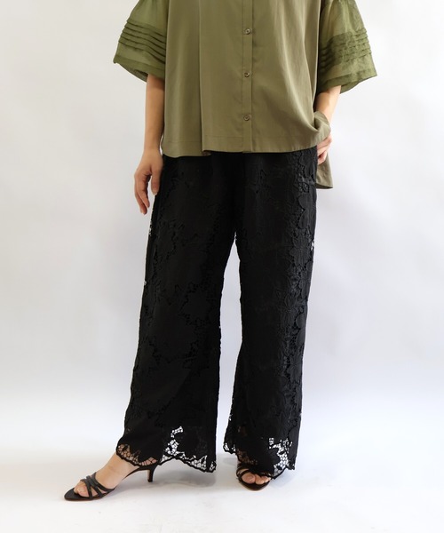 etre relie（エトレリー）の「フラワーレースセミワイドパンツ（その他パンツ・レディース・チャコールグレー/ブラック/オフホワイト・MEDIUM）」の14枚目の写真