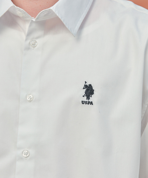 U.S. POLO ASSN.(ユーエスポロアッスン)の「U.S. POLO ASSN./ユーエスポロアッスン 別注 ロゴ刺繍 オーバーサイズ レギュラーカラーシャツ(シャツ/ブラウス・メンズ・ネイビー/ブルー/ブラック系/グレー系/オフホワイト・S/M/L)」の7枚目の写真