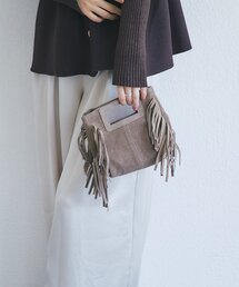 【オウレンティ】ストラップ付きサイドフリンジトートバッグ