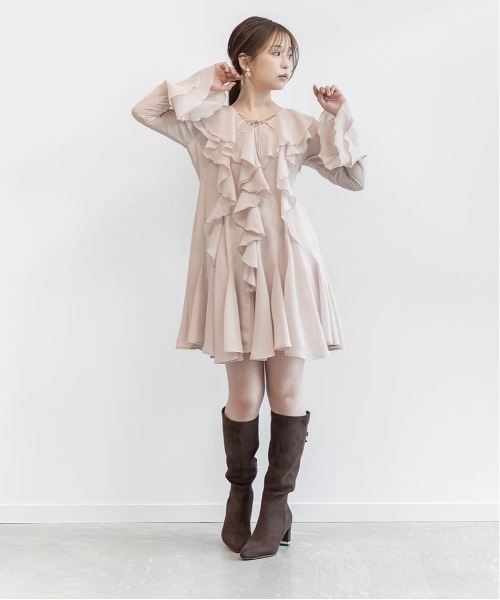 RANDA(ランダ)の「ラッフルフリルミニワンピース(ワンピース・レディース・ピンク/アイボリー/ブラック・1/0)」の18枚目の写真