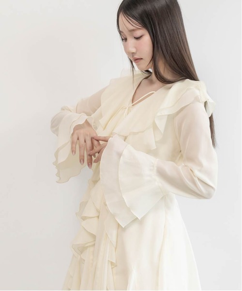 RANDA(ランダ)の「ラッフルフリルミニワンピース(ワンピース・レディース・ピンク/アイボリー/ブラック・1/0)」の10枚目の写真