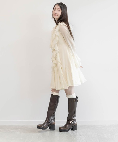 RANDA(ランダ)の「ラッフルフリルミニワンピース(ワンピース・レディース・ピンク/アイボリー/ブラック・1/0)」の7枚目の写真