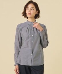 J.PRESS（ジェイプレス）の「【レイヤードスタイルに】ストライプ フリルシャツ ジャージー（シャツ/ブラウス）」