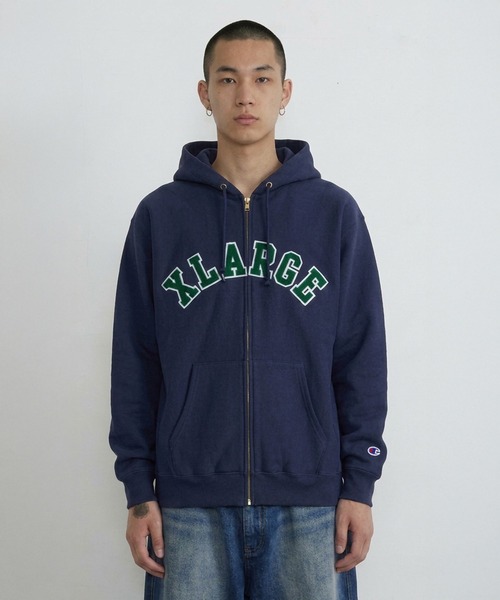 Champion（チャンピオン）の「XLARGE×Champion REVERSE WEAVE ZIP HOODED SWEATSHIRT（パーカー・メンズ・ブラウン/ネイビー/アッシュ/ブラック・L/XL/M/S）」の7枚目の写真