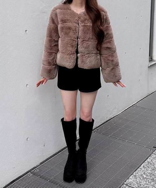 NOMAE(ノーマエ)の「パネルファージャケット(テーラードジャケット・レディース・ベージュ/アイボリー/ピンク/ブラック・FREE)」の17枚目の写真
