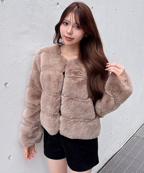 NOMAE(ノーマエ)の「パネルファージャケット(テーラードジャケット・レディース・ベージュ/アイボリー/ピンク/ブラック・FREE)」の12枚目の写真