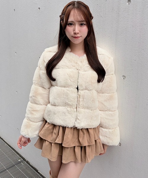 NOMAE(ノーマエ)の「パネルファージャケット(テーラードジャケット・レディース・ベージュ/アイボリー/ピンク/ブラック・FREE)」の19枚目の写真