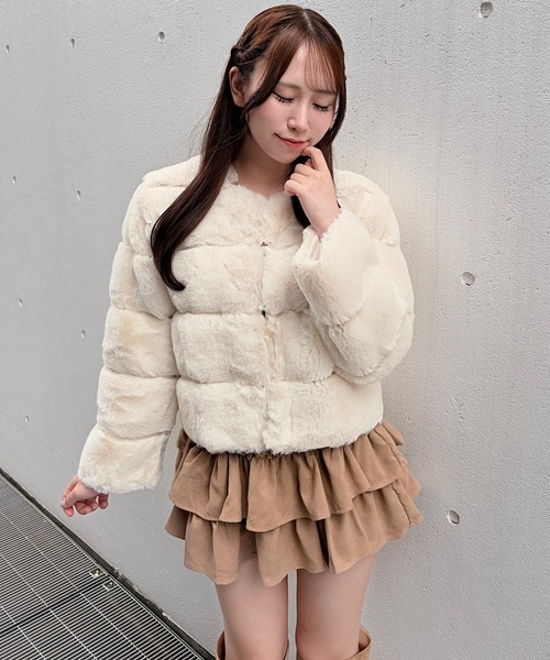 NOMAE(ノーマエ)の「パネルファージャケット(テーラードジャケット・レディース・ベージュ/アイボリー/ピンク/ブラック・FREE)」の20枚目の写真