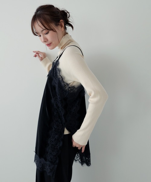 AMUU. PRECIEUSE(アムープレシューズ)の「レースラインベロアキャミソール(キャミソール・レディース・ブラウン/ブラック・FREE)」の6枚目の写真