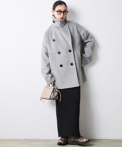 CHIC STYLE(シックスタイル)の「ウール混ピーコート<大きいサイズ有>シックスタイル(ダッフルコート・レディース・グレー/ブラック・L/5L/3L/4L/LL/M)」の7枚目の写真