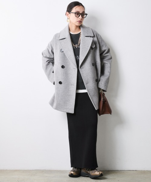 CHIC STYLE(シックスタイル)の「ウール混ピーコート<大きいサイズ有>シックスタイル(ダッフルコート・レディース・グレー/ブラック・L/5L/3L/4L/LL/M)」の8枚目の写真