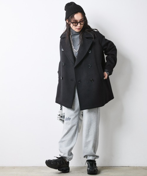 CHIC STYLE(シックスタイル)の「ウール混ピーコート<大きいサイズ有>シックスタイル(ダッフルコート・レディース・グレー/ブラック・L/5L/3L/4L/LL/M)」の9枚目の写真