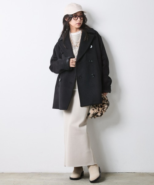 CHIC STYLE(シックスタイル)の「ウール混ピーコート<大きいサイズ有>シックスタイル(ダッフルコート・レディース・グレー/ブラック・L/5L/3L/4L/LL/M)」の11枚目の写真