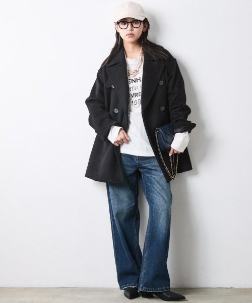 CHIC STYLE(シックスタイル)の「ウール混ピーコート<大きいサイズ有>シックスタイル(ダッフルコート・レディース・グレー/ブラック・L/5L/3L/4L/LL/M)」の12枚目の写真