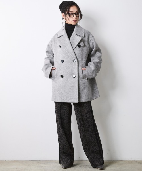 CHIC STYLE(シックスタイル)の「ウール混ピーコート<大きいサイズ有>シックスタイル(ダッフルコート・レディース・グレー/ブラック・L/5L/3L/4L/LL/M)」の13枚目の写真