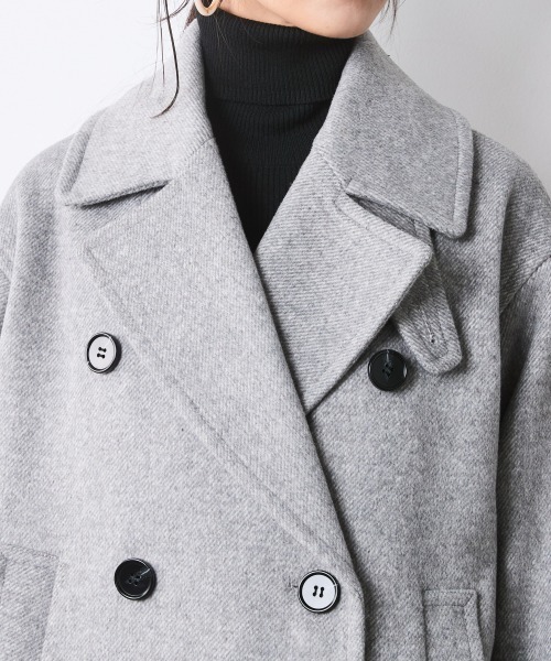 CHIC STYLE(シックスタイル)の「ウール混ピーコート<大きいサイズ有>シックスタイル(ダッフルコート・レディース・グレー/ブラック・L/5L/3L/4L/LL/M)」の18枚目の写真