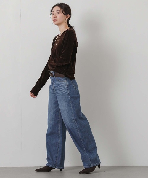 SOMETHING（サムシング）の「ＨＡＮＡカーブワイド（デニムパンツ・レディース・ブルー系・M/S）」の3枚目の写真