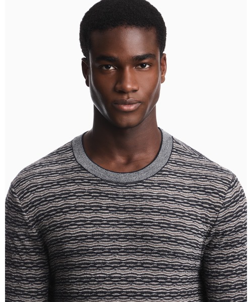 EMPORIO ARMANI（エンポリオアルマーニ）の「【エンポリオ アルマーニ】CAPSULE SIGNATURE セーター バージンウール ジャカード（ニット/セーター・メンズ・ネイビー系1・LARGE/SMALL/MEDIUM/X-LARGE/X-SMALL）」の5枚目の写真