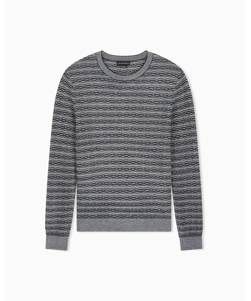 EMPORIO ARMANI（エンポリオアルマーニ）の「【エンポリオ アルマーニ】CAPSULE SIGNATURE セーター バージンウール ジャカード（ニット/セーター・メンズ・ネイビー系1・LARGE/SMALL/MEDIUM/X-LARGE/X-SMALL）」の7枚目の写真