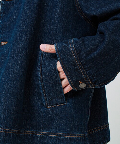 GEVACO(ゲバコ)の「【GEVACO/ゲバコ】デニムショートステンカラーブルゾン(デニムジャケット・メンズ・ブラック/インディゴブルー・L/M)」の10枚目の写真