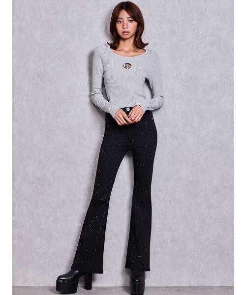 GYDA(ジェイダ)の「ハイウエストbijouワンウォッシュフレアパンツ(デニムパンツ・レディース・ブラック・MEDIUM/SMALL/X-SMALL/XX-SMALL)」の20枚目の写真