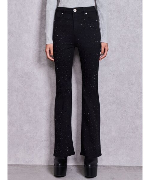 GYDA(ジェイダ)の「ハイウエストbijouワンウォッシュフレアパンツ(デニムパンツ・レディース・ブラック・MEDIUM/SMALL/X-SMALL/XX-SMALL)」の15枚目の写真