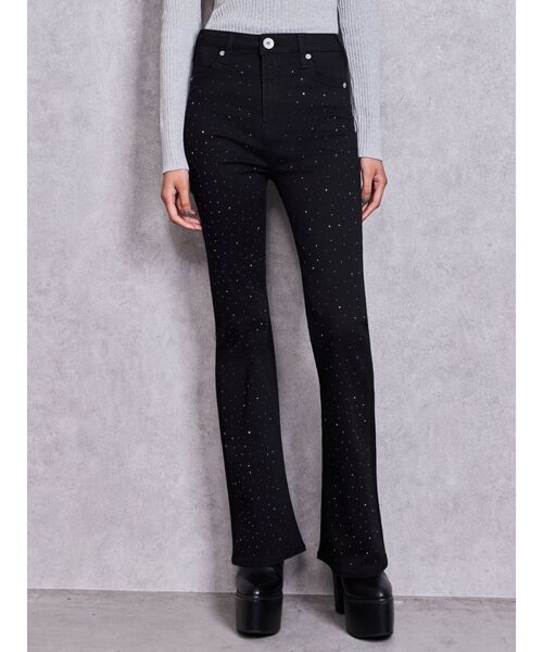GYDA(ジェイダ)の「ハイウエストbijouワンウォッシュフレアパンツ(デニムパンツ・レディース・ブラック・MEDIUM/SMALL/X-SMALL/XX-SMALL)」の16枚目の写真
