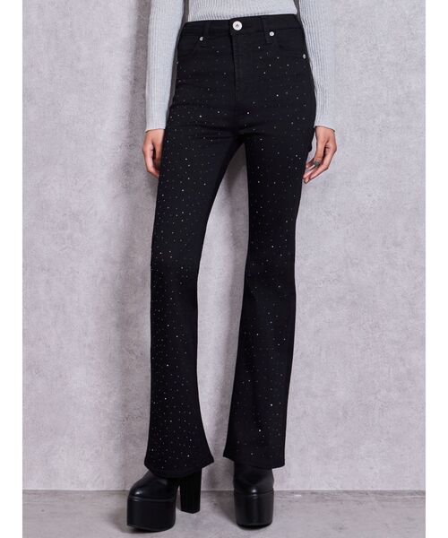GYDA(ジェイダ)の「ハイウエストbijouワンウォッシュフレアパンツ(デニムパンツ・レディース・ブラック・MEDIUM/SMALL/X-SMALL/XX-SMALL)」の17枚目の写真