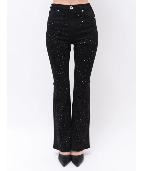 GYDA(ジェイダ)の「ハイウエストbijouワンウォッシュフレアパンツ(デニムパンツ・レディース・ブラック・MEDIUM/SMALL/X-SMALL/XX-SMALL)」の9枚目の写真