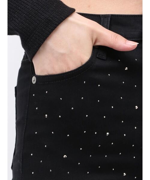 GYDA(ジェイダ)の「ハイウエストbijouワンウォッシュフレアパンツ(デニムパンツ・レディース・ブラック・MEDIUM/SMALL/X-SMALL/XX-SMALL)」の3枚目の写真